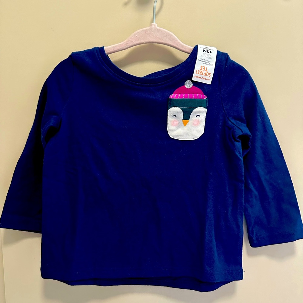 NWT Jumping Beans long-sleeve penguin T-shirt